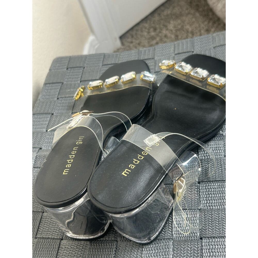 Madden Women's Size 6.5 Heels Clear Acrylic Block Heel Sandals Rhinestones - Picture 9 of 10